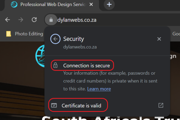 A valid SSL certificate